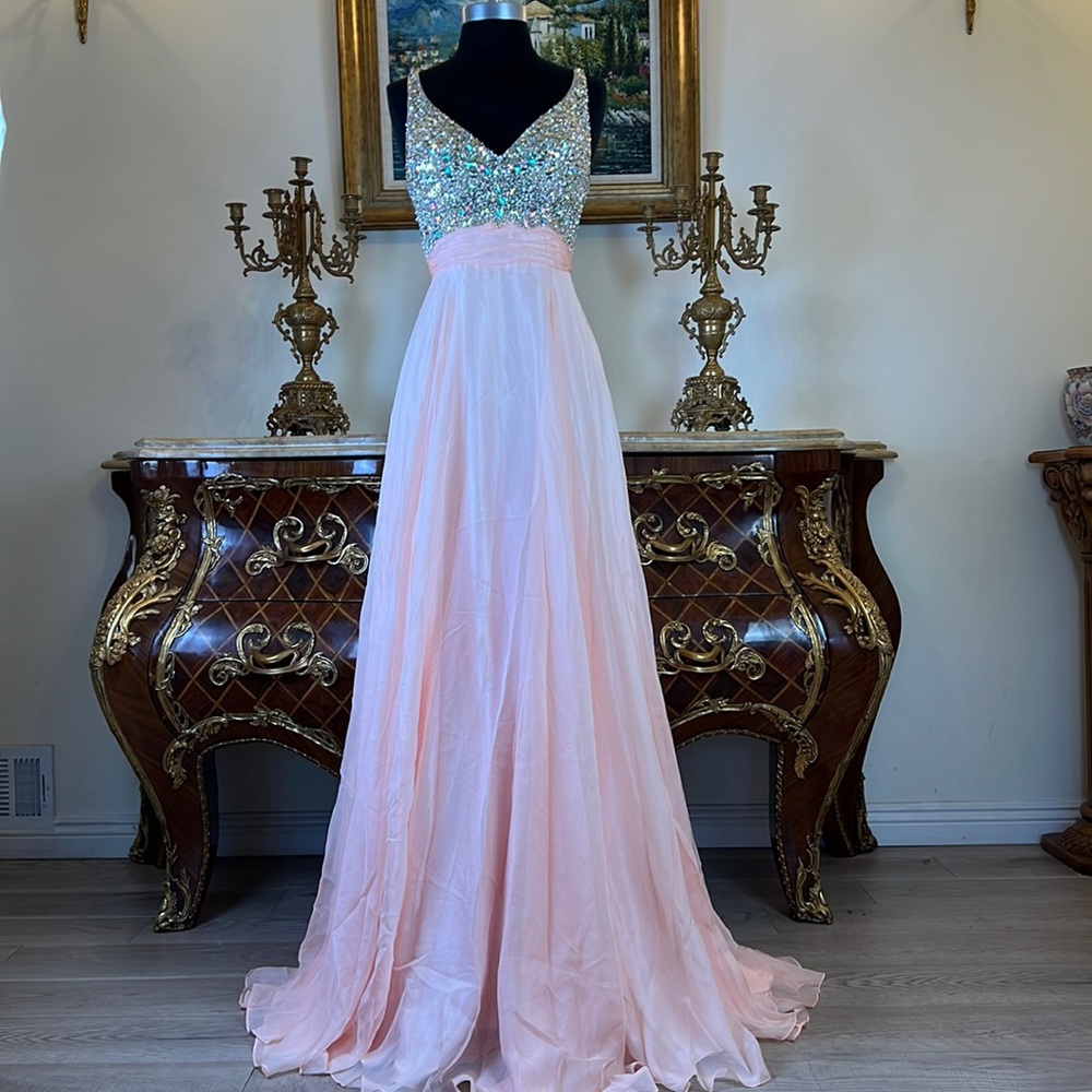 Meier Collection formal rhinestone pageant evening prom dress